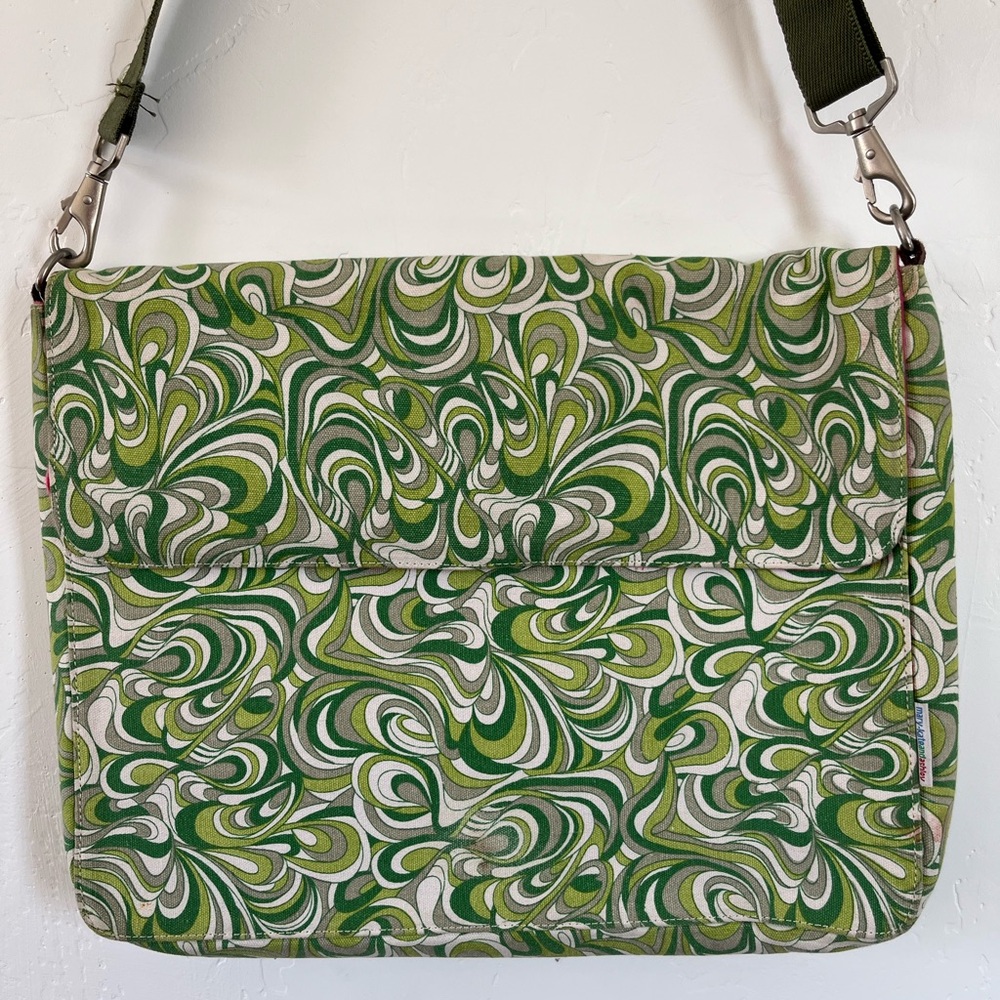 Rare Mary Kate and Ashley Y2K Green Swirl Computer Messenger Bag